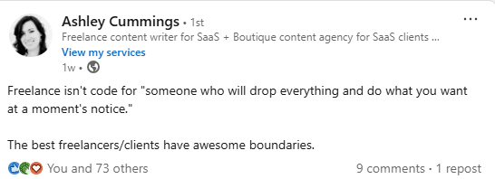 LinkedIn post from Ashley Cummings