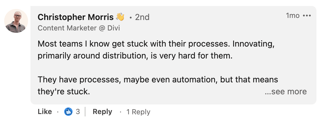 Most teams I know get stuck with their processes, says Christopher Morris.