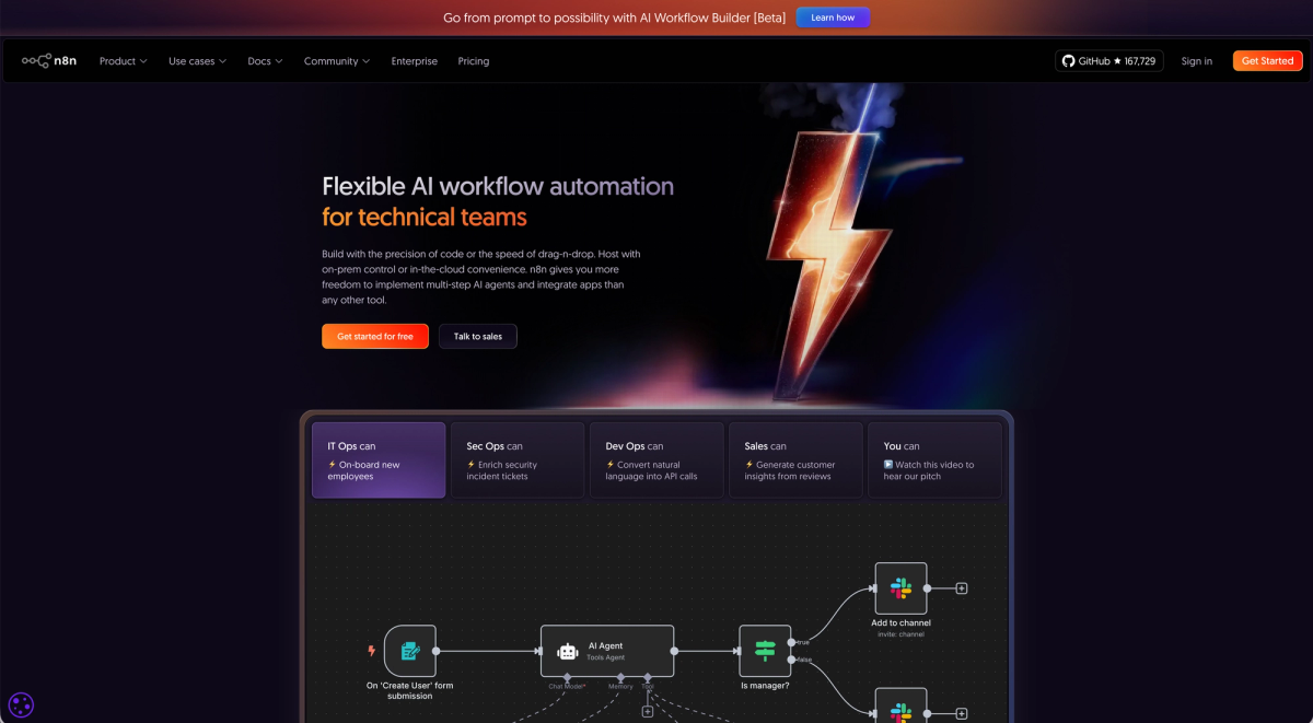 Screenshot of the n8n website.