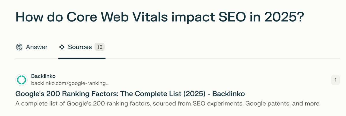 Screenshot of web vitals update