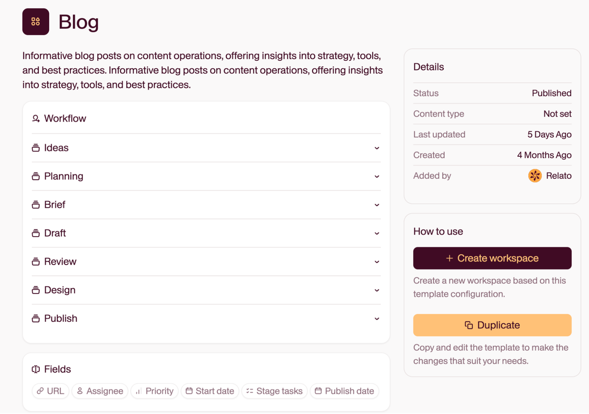 Screenshot of Relato workflow