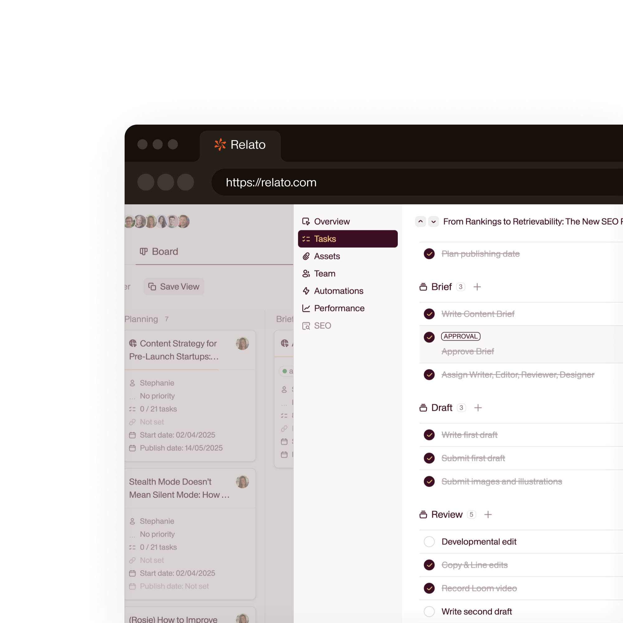 Relato brand library with style guides