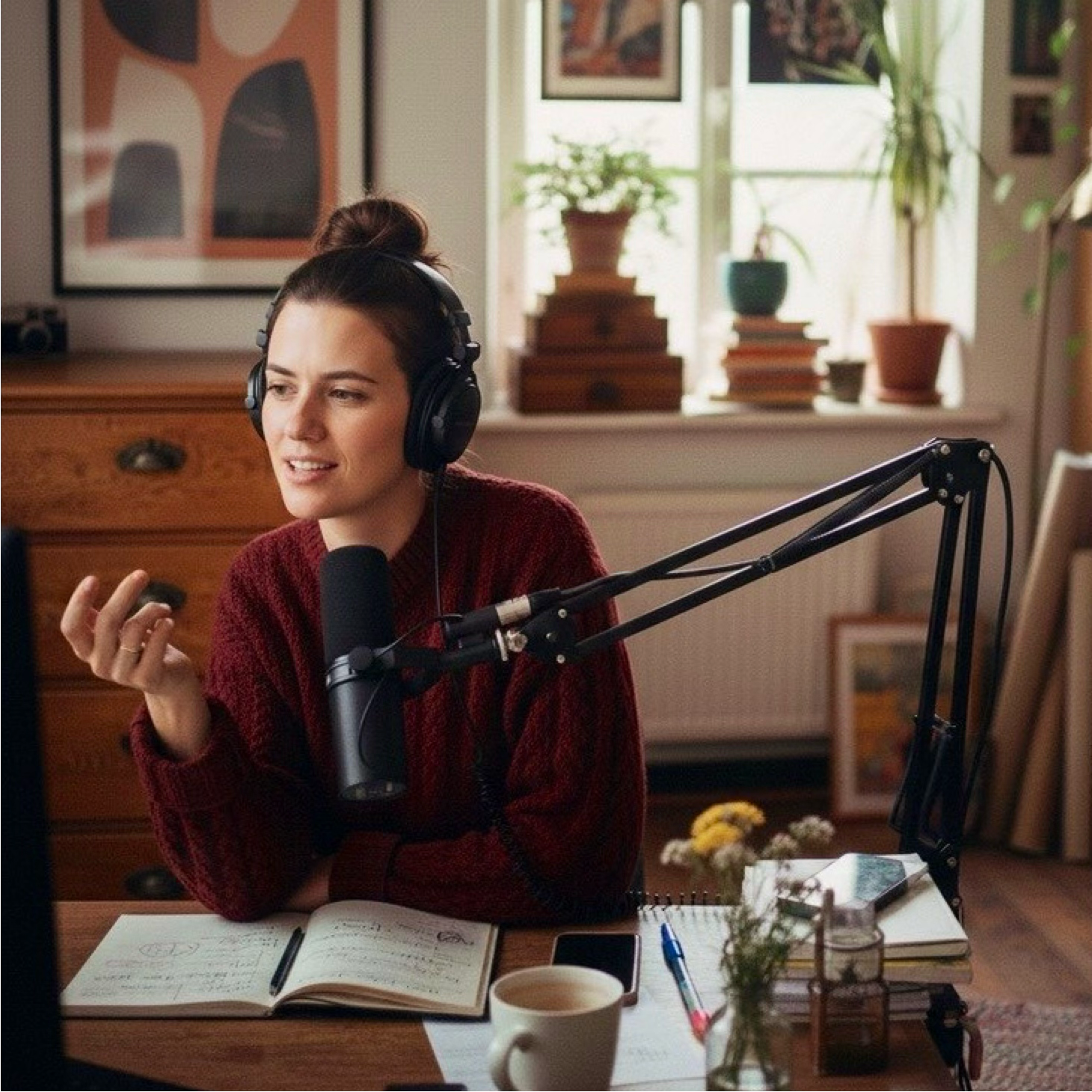Content operations manager working on her laptop with coffee